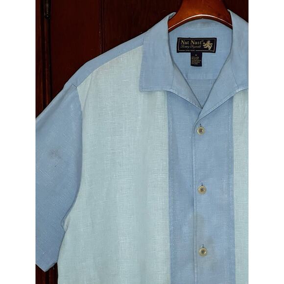 LOT OF 4 NAT NAST CAMP SHIRTS 1 LINEN 3 SILK FLAWS BLUE PINK BEIGE SIZE M - Picture 2 of 13